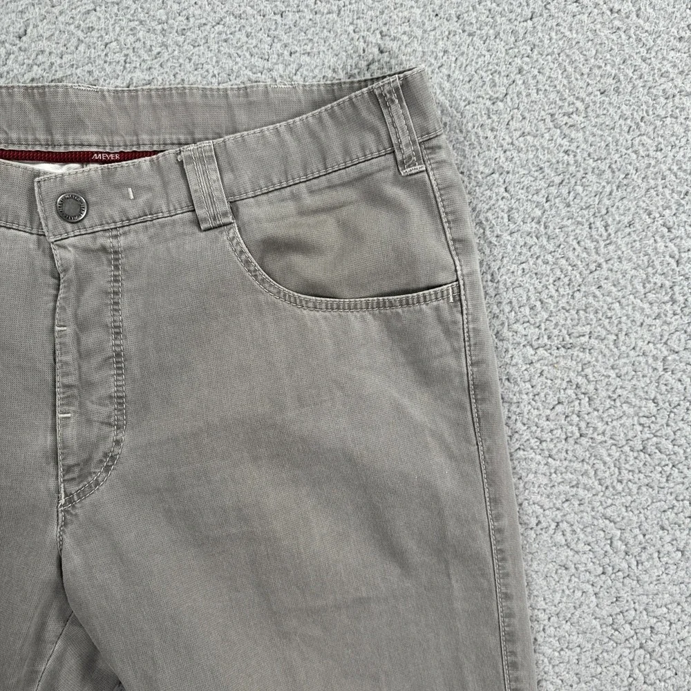 Meyer‎ Diego Chino Pants Men 36x28 Grey Cotton Stretch Modern Flat Front